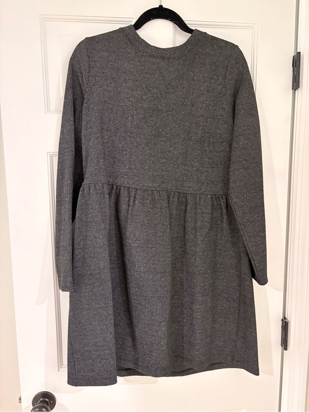 LOFT Women's Gray Long Sleeve Gathered Waist Dress